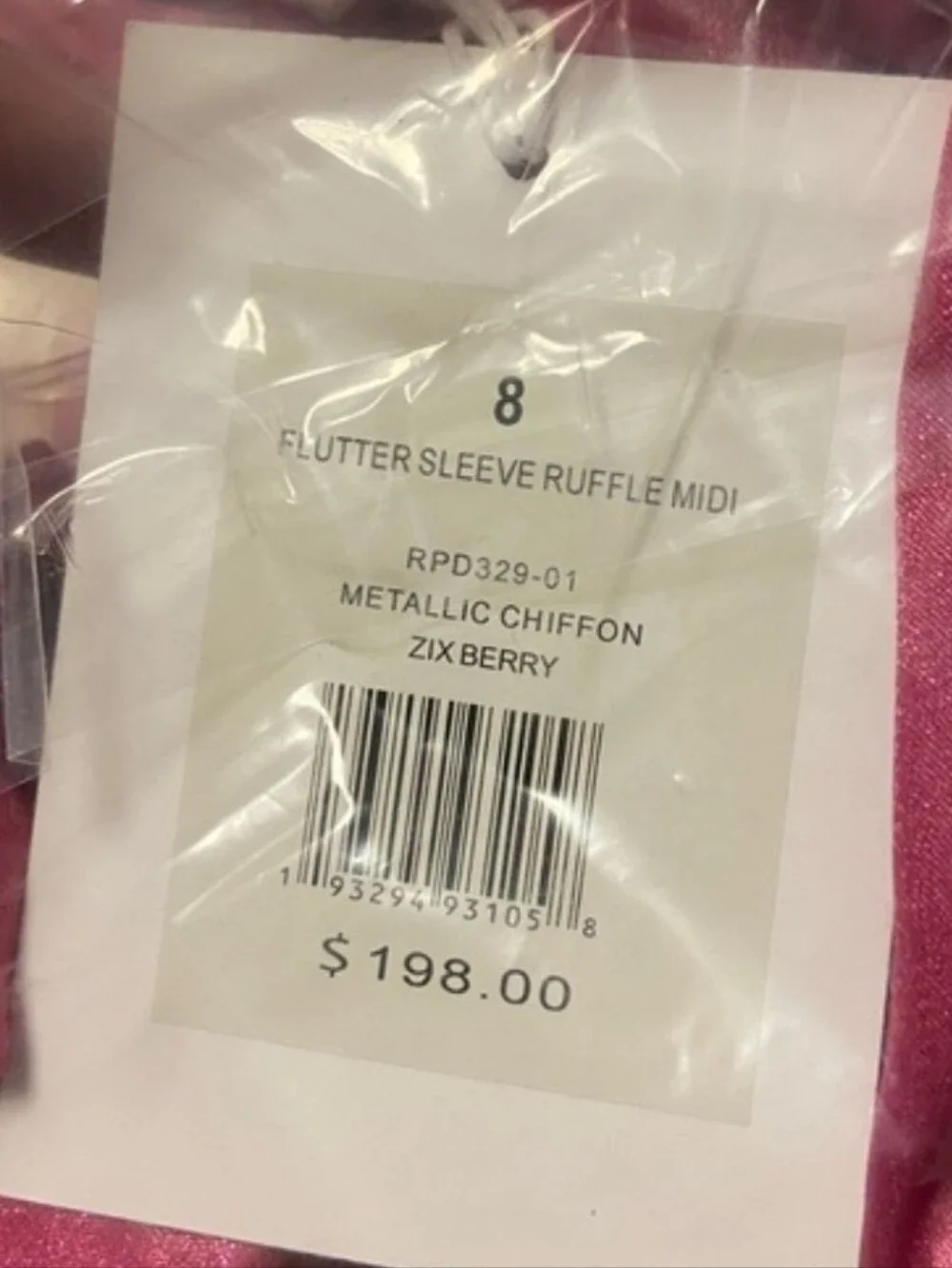 Rachel Parcell Flutter Sleeve Ruffle Sleeve Metallic Chiffom Berry Midi Dress 6 - Picture 13 of 14